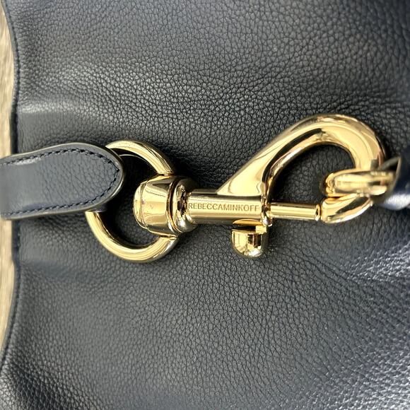 EUC Rebecca Minkoff Megan Small Leather Feed Bag Blue Twilight Gold Hardware - Picture 13 of 16